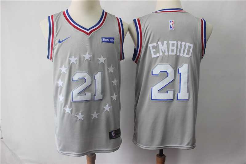 76ers 21 Joel Embiid Gray 2018 19 City Edition Nike Swingman Jersey,We sell and wholesale 76ers 21 Joel Embiid Gray 2018 19 City Edition Nike Swingman Jersey on line form chian!